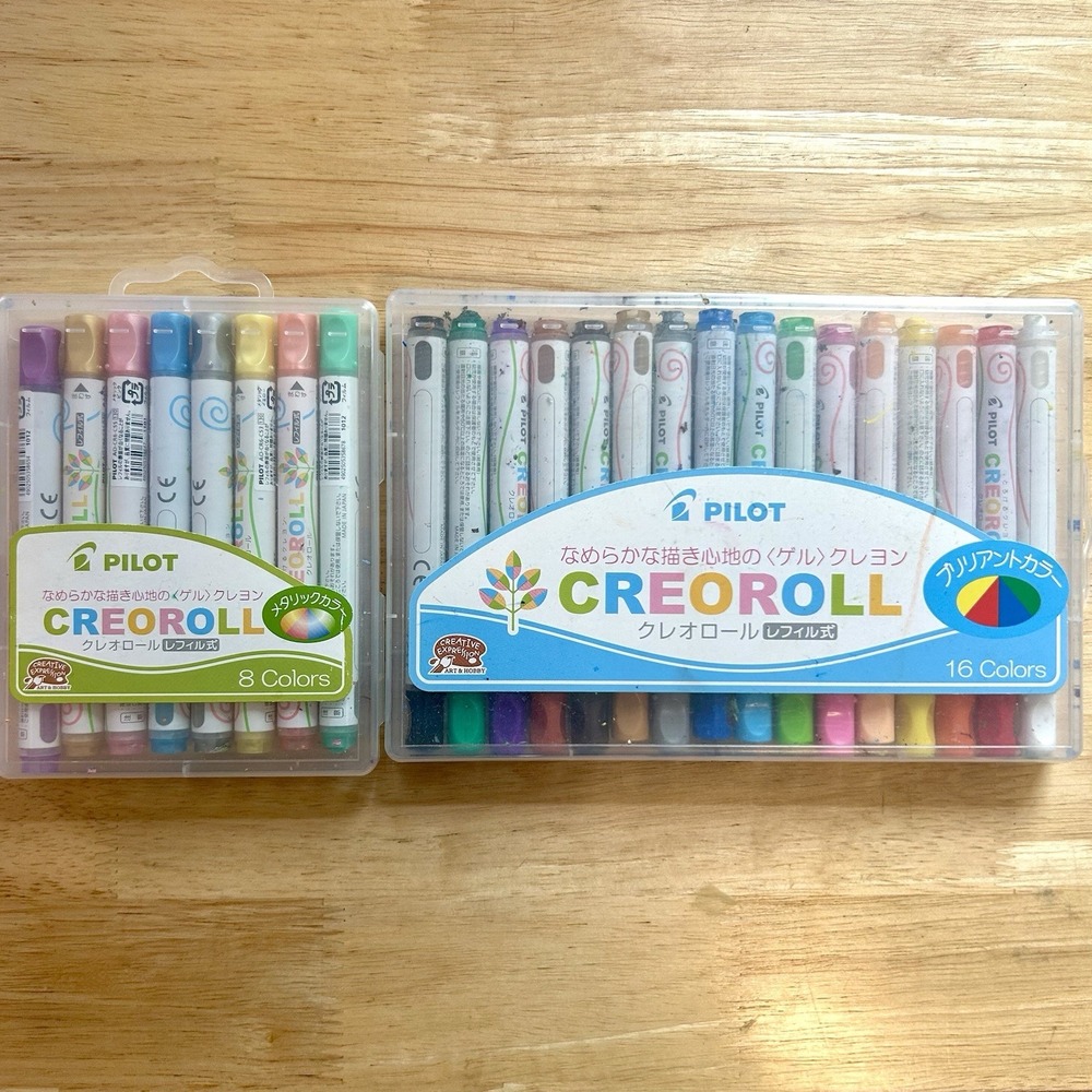24 Pilot Creoroll Gel Crayons Easy Glide Washable Japan Import Coloring SEE PICS